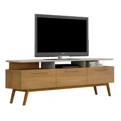 Rack Sao Paulo para TV ate 70 Polegadas 3 Portas Valdemoveis Cinamomo Off White