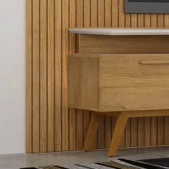 Rack com Painel Curitiba para TV ate 75 Polegadas Valdemoveis Cinamomo Off White Detalhe