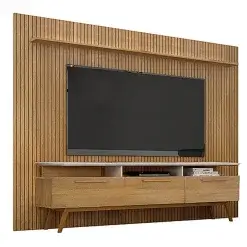 Rack com Painel Curitiba para TV ate 75 Polegadas Valdemoveis Cinamomo Off White Sem Led