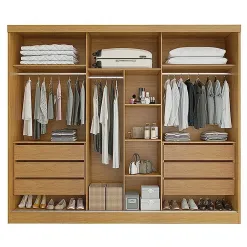 Guarda Roupa Bergamo Casal com Espelho 3 Portas 6 Gavetas Bianchi Interno