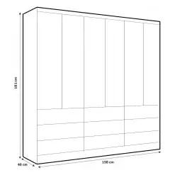 Guarda Roupa Bergamo Evidencia Casal 6 Portas 9 Gavetas Medidas