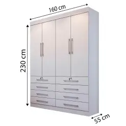 Guarda Roupa Monaco Solteiro 4 Portas 8 Gavetas D Doro Medidas