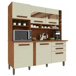 Armario de Cozinha Alexia 6 Portas 2 Gavetas Imop Cinamomo Off White