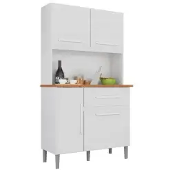 Armario De Cozinha Luiza 4 Portas 1 Gaveta Branco