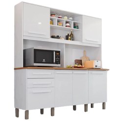Armario De Cozinha Luna 6 Portas 2 Gavetas Branco