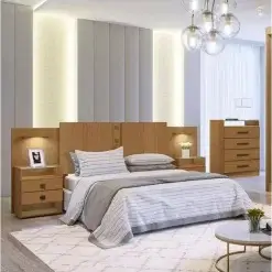 Cabeceira Rubi Casal Queen com 2 Mesas de Cabeceira D Doro