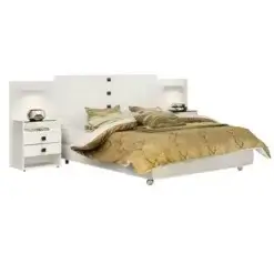 Cabeceira Rubi Casal Queen com 2 Mesas de Cabeceira D Doro Branco