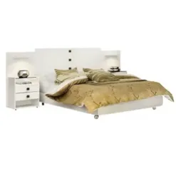 Cabeceira Rubi Casal Queen com 2 Mesas de Cabeceira D Doro Branco