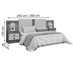 Cabeceira Rubi Casal Queen com 2 Mesas de Cabeceira D Doro Medidas