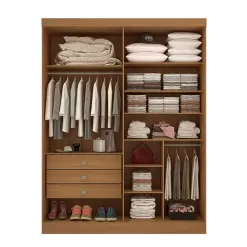 Guarda Roupa Da Vinci Casal 4 Portas 3 Gavetas D Doro Interno