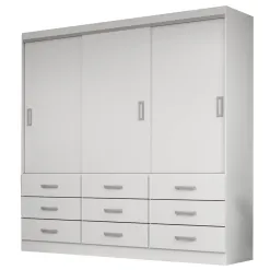 Guarda Roupa Isabela Casal 3 Portas 9 Gavetas Evidencia Branco
