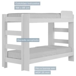 Kit Beliche Florida Com 2 Colchoes Solteiro D20 88x188 Detalhes