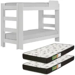 Kit Beliche Florida Com 2 Colchoes Solteiro D20 88x188 Cor Branco