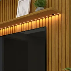 Painel Nobre Com Nicho 185cm para TV ate 75 Polegadas com LED Gelius Naturale Off White Detalhe