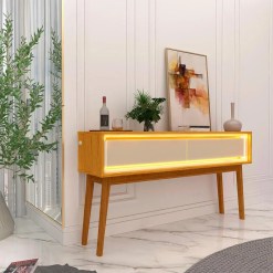 Aparador Requinte 2 Gavetas com LED Gelius Naturale Off White