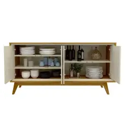 Buffet Requinte 4 portas com LED Gelius Naturale Off White Interno