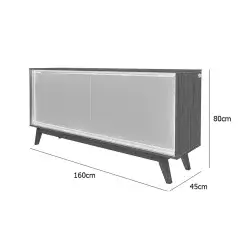 Buffet Requinte 4 portas com LED Gelius Naturale Off White Medidas