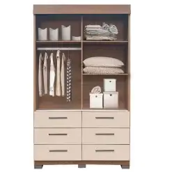 Guarda Roupa Buzios Com Espelho Solteiro 2 Portas 6 Gavetas Rud Rack Interno