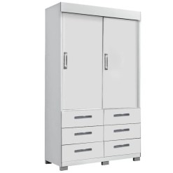 Guarda Roupa Buzios Sem Espelho Solteiro 2 Portas 6 Gavetas Rud Rack Branco