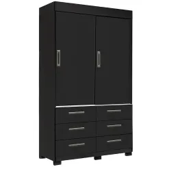 Guarda Roupa Buzios Sem Espelho Solteiro 2 Portas 6 Gavetas Rud Rack Preto