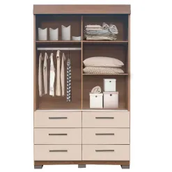 Guarda Roupa Buzios Sem Espelho Solteiro 2 Portas 6 Gavetas Rud Rack Interno