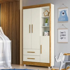Guarda Roupa Flocos Infantil 3 Portas 2 Gavetas Tigus