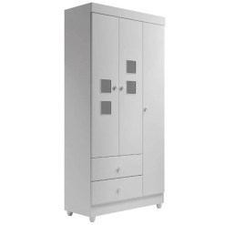 Guarda Roupa Life Infantil 3 Portas 2 Gavetas Tigus Branco