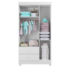 Guarda Roupa Life Infantil 3 Portas 2 Gavetas Tigus Interno