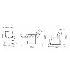 Poltrona Stela em Corino Reclinavel Delare Medidas