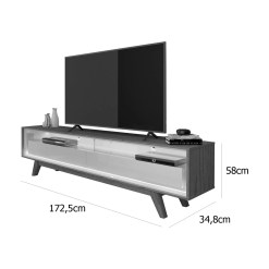 Rack Requinte 172cm para TV ate 65 Polegadas com LED 2 Gavetas Gelius Naturale Off White Medidas