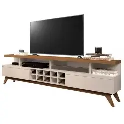 Rack Vivare 180cm com Adega para TV ate 70 Polegadas 2 Gavetas Germai Off White Freijo