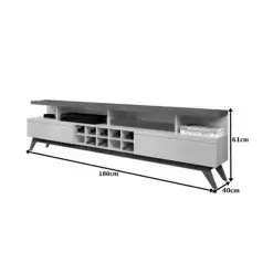 Rack Vivare 180cm com Adega para TV ate 70 Polegadas 2 Gavetas Germai Off White Freijo Medidas