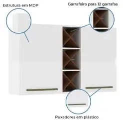 Armario Aereo Favorita 2 Portas com Adega Zanzini Detalhe
