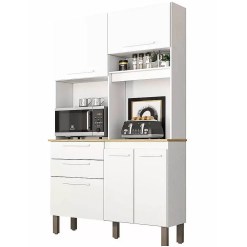 Armario de Cozinha Dubai 5 Portas 2 Gavetas Salleto Branco