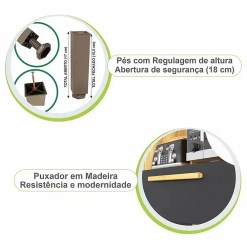 Armario de Cozinha Dubai 5 Portas 2 Gavetas Salleto Detalhe