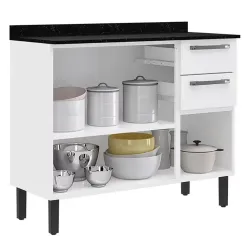 Balcao Florenca 105cm 3 Portas 2 Gavetas Itatiaia Branco Interno