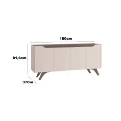 Buffet Atenas 4 portas Mavaular Off White Naturale Medidas