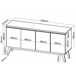 Buffet Flip 4 Portas com Pes Retro Viero Medidas
