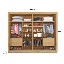 Guarda Roupa Verona Casal com Espelho 2 Portas 4 Gavetas Europa Interno