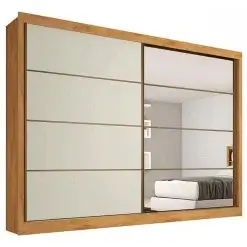 Guarda Roupa Verona Casal com Espelho 2 Portas 4 Gavetas Europa Peroba Off White