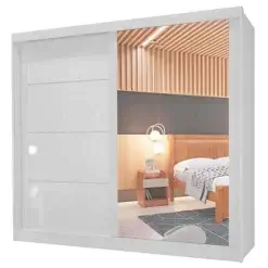Guarda Roupa Viena Casal com Espelho 2 Portas 4 Gavetas Bianchi Branco