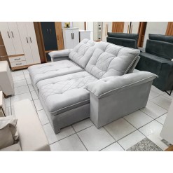 Sofa Estrela Top com Molas Ensacadas 4 Lugares Retratil e Reclinavel 250cm Tecido Veludo Teixeira