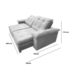 Sofa Estrela Top com Molas Ensacadas 4 Lugares Retratil e Reclinavel 250cm Tecido Veludo Teixeira Medidas
