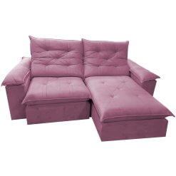 Sofa Prime com Molas Ensacadas 4 Lugares Retratil e Reclinavel 230cm Tecido Veludo Teixeira Rose