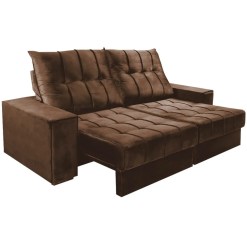 Sofa Veneza 4 Lugares Retratil e Reclinavel 230cm Tecido Veludo Boareto