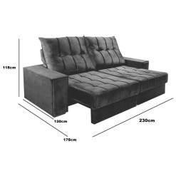Sofa Veneza 4 Lugares Retratil e Reclinavel 230cm Tecido Veludo Boareto Medidas