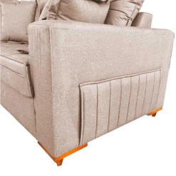 Sofa Vicam 05 com Almofadas Soltas 3 Lugares Tecido Linho 200cm Vicam Detalhe