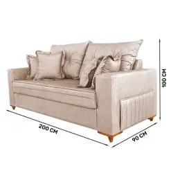 Sofa Vicam 05 com Almofadas Soltas 3 Lugares Tecido Linho 200cm Vicam Medidas