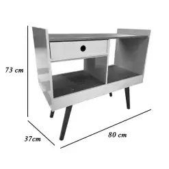 Aparador 4064 Buffet Retro Pes Palito com Gaveta JB Bechara Perola Naturale Medidas