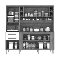 Armario de Cozinha Catar 6 Portas 2 Gavetas Salleto Interno